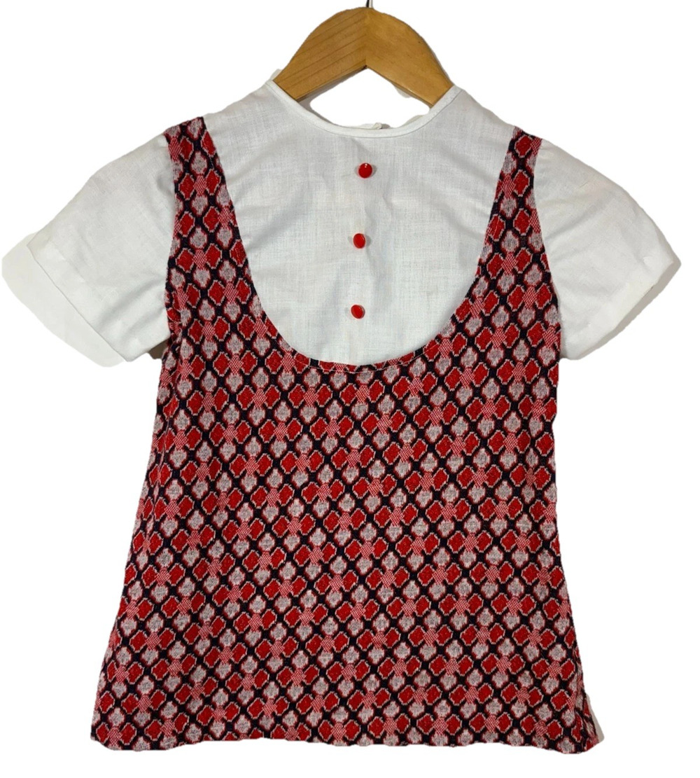 Vintage Girls Dress 8 Red White Blue JCPenney Mini Carol Evans 1970s Retro